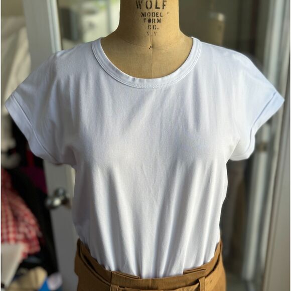 Veronica Beard White & Camel Melany Mixed Media Short Sleeve Mini Dress Size S - Picture 3 of 13